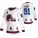 Avalanche 91 Nazem Kadri White 2022 Stanley Cup Final Patch Reverse Retro Adidas Jersey Dzhi,baseball caps,new era cap wholesale,wholesale hats