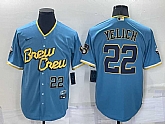Brewers 22 Christian Yelich Blue Nike 2022 City Connect Cool Base Jersey,baseball caps,new era cap wholesale,wholesale hats