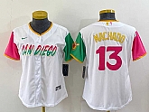 Women Padres 13 Manny Machado White Nike 2022 City Connect Cool Base Jersey,baseball caps,new era cap wholesale,wholesale hats