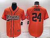Cleveland Browns 24 Nick Chubb Orange Men's Stitched Cool Base Nike Baseball Jersey,baseball caps,new era cap wholesale,wholesale hats