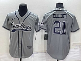 Dallas Cowboys 21 Ezekiel Elliott Grey Men's Stitched Cool Base Nike Baseball Jersey,baseball caps,new era cap wholesale,wholesale hats