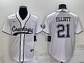 Dallas Cowboys 21 Ezekiel Elliott White Men's Stitched Cool Base Nike Baseball Jersey,baseball caps,new era cap wholesale,wholesale hats