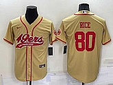 San Francisco 49ers 80 Jerry Rice Gold Men's Stitched Cool Base Nike Baseball Jersey,baseball caps,new era cap wholesale,wholesale hats