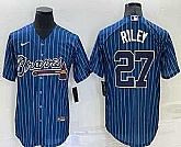 Atlanta Braves #27 Austin Riley Navy Blue Pinstripe Stitched MLB Cool Base Nike Jersey,baseball caps,new era cap wholesale,wholesale hats