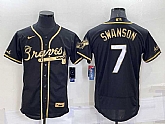 Atlanta Braves #7 Dansby Swanson Black Gold Stitched MLB Flexbase Nike Jersey,baseball caps,new era cap wholesale,wholesale hats