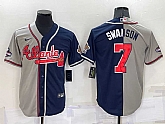 Atlanta Braves #7 Dansby Swanson Grey Navy Blue Two Tone Stitched Nike Jersey,baseball caps,new era cap wholesale,wholesale hats