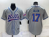 Buffalo Bills #17 Josh Allen Grey Men's Stitched Cool Base Nike Baseball Jersey,baseball caps,new era cap wholesale,wholesale hats