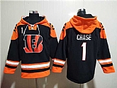 Cincinnati Bengals #1 Ja'Marr Chase Orange Black Ageless Must-Have Lace-Up Pullover Hoodie,baseball caps,new era cap wholesale,wholesale hats