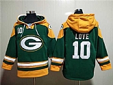 Green Bay Packers #10 Jordan Love Green Lace-Up Pullover Hoodie,baseball caps,new era cap wholesale,wholesale hats