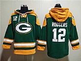 Green Bay Packers #12 Aaron Rodgers Green Lace-Up Pullover Hoodie,baseball caps,new era cap wholesale,wholesale hats