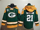 Green Bay Packers #21 Charles Woodson Green Lace-Up Pullover Hoodie,baseball caps,new era cap wholesale,wholesale hats