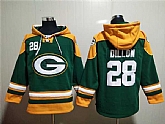 Green Bay Packers #28 A.J. Dillon Green Lace-Up Pullover Hoodie,baseball caps,new era cap wholesale,wholesale hats
