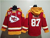 Kansas City Chiefs #87 Travis Kelce Red Lace-Up Pullover Hoodie,baseball caps,new era cap wholesale,wholesale hats