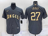 Los Angeles Angels #27 Mike Trout Grey 2022 All Star Stitched Cool Base Nike Jersey,baseball caps,new era cap wholesale,wholesale hats