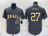 Los Angeles Angels #27 Mike Trout Number Grey 2022 All Star Stitched Cool Base Nike Jersey,baseball caps,new era cap wholesale,wholesale hats