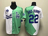 Los Angeles Dodgers #22 Bad Bunny White Green 2022 Celebrity Softball Game Cool Base Jersey,baseball caps,new era cap wholesale,wholesale hats