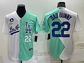 Los Angeles Dodgers #22 Bad Bunny White Green Number 2022 Celebrity Softball Game Cool Base Jersey 1,baseball caps,new era cap wholesale,wholesale hats