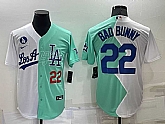 Los Angeles Dodgers #22 Bad Bunny White Green Number 2022 Celebrity Softball Game Cool Base Jersey,baseball caps,new era cap wholesale,wholesale hats