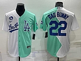Los Angeles Dodgers #22 Bad Bunny White Green Two Tone 2022 Celebrity Softball Game Cool Base Jersey,baseball caps,new era cap wholesale,wholesale hats