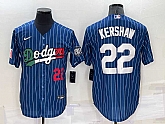 Los Angeles Dodgers #22 Clayton Kershaw Number Navy Blue Pinstripe 2020 World Series Cool Base Nike Jersey,baseball caps,new era cap wholesale,wholesale hats