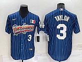Los Angeles Dodgers #3 Chris Taylor Number Rainbow Blue Red Pinstripe Mexico Cool Base Nike Jersey,baseball caps,new era cap wholesale,wholesale hats