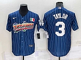 Los Angeles Dodgers #3 Chris Taylor Rainbow Blue Red Pinstripe Mexico Cool Base Nike Jersey,baseball caps,new era cap wholesale,wholesale hats