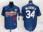 Los Angeles Dodgers #34 Fernando Valenzuela Number Navy Blue Pinstripe 2020 World Series Cool Base Nike Jersey,baseball caps,new era cap wholesale,wholesale hats