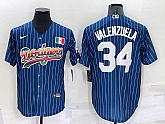 Los Angeles Dodgers #34 Fernando Valenzuela Rainbow Blue Red Pinstripe Mexico Cool Base Nike Jersey,baseball caps,new era cap wholesale,wholesale hats