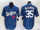 Los Angeles Dodgers #35 Cody Bellinger Number Red Navy Blue Pinstripe Stitched MLB Cool Base Nike Jersey,baseball caps,new era cap wholesale,wholesale hats