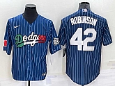 Los Angeles Dodgers #42 Jackie Robinson Navy Blue Pinstripe 2020 World Series Cool Base Nike Jersey,baseball caps,new era cap wholesale,wholesale hats