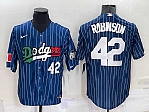 Los Angeles Dodgers #42 Jackie Robinson Number Navy Blue Pinstripe 2020 World Series Cool Base Nike Jersey,baseball caps,new era cap wholesale,wholesale hats