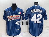 Los Angeles Dodgers #42 Jackie Robinson Number Rainbow Blue Red Pinstripe Mexico Cool Base Nike Jersey,baseball caps,new era cap wholesale,wholesale hats