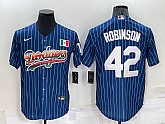 Los Angeles Dodgers #42 Jackie Robinson Rainbow Blue Red Pinstripe Mexico Cool Base Nike Jersey,baseball caps,new era cap wholesale,wholesale hats