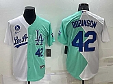 Los Angeles Dodgers #42 Jackie Robinson White Green Number 2022 Celebrity Softball Game Cool Base Jersey1,baseball caps,new era cap wholesale,wholesale hats