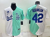Los Angeles Dodgers #42 Jackie Robinson White Green Two Tone 2022 Celebrity Softball Game Cool Base Jersey,baseball caps,new era cap wholesale,wholesale hats