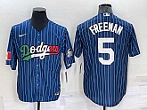 Los Angeles Dodgers #5 Freddie Freeman Navy Blue Pinstripe 2020 World Series Cool Base Nike Jersey,baseball caps,new era cap wholesale,wholesale hats