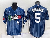 Los Angeles Dodgers #5 Freddie Freeman Number Navy Blue Pinstripe 2020 World Series Cool Base Nike Jersey,baseball caps,new era cap wholesale,wholesale hats