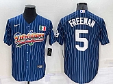 Los Angeles Dodgers #5 Freddie Freeman Rainbow Blue Red Pinstripe Mexico Cool Base Nike Jersey,baseball caps,new era cap wholesale,wholesale hats