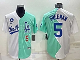 Los Angeles Dodgers #5 Freddie Freeman White Green Number 2022 Celebrity Softball Game Cool Base Jersey,baseball caps,new era cap wholesale,wholesale hats