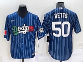 Los Angeles Dodgers #50 Mookie Betts Navy Blue Pinstripe 2020 World Series Cool Base Nike Jersey,baseball caps,new era cap wholesale,wholesale hats