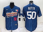 Los Angeles Dodgers #50 Mookie Betts Number Rainbow Blue Red Pinstripe Mexico Cool Base Nike Jersey,baseball caps,new era cap wholesale,wholesale hats