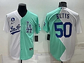 Los Angeles Dodgers #50 Mookie Betts White Green Two Tone 2022 Celebrity Softball Game Cool Base Jersey,baseball caps,new era cap wholesale,wholesale hats