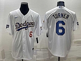 Los Angeles Dodgers #6 Trea Turner Number White Gold Championship Stitched MLB Cool Base Nike Jersey,baseball caps,new era cap wholesale,wholesale hats