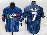 Los Angeles Dodgers #7 Julio Urias Navy Blue Pinstripe 2020 World Series Cool Base Nike Jersey,baseball caps,new era cap wholesale,wholesale hats