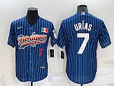 Los Angeles Dodgers #7 Julio Urias Number Rainbow Blue Red Pinstripe Mexico Cool Base Nike Jersey,baseball caps,new era cap wholesale,wholesale hats