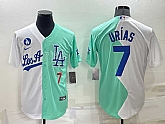 Los Angeles Dodgers #7 Julio Urias White Green Number 2022 Celebrity Softball Game Cool Base Jersey,baseball caps,new era cap wholesale,wholesale hats