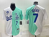Los Angeles Dodgers #7 Julio Urias White Green Number 2022 Celebrity Softball Game Cool Base Jersey1,baseball caps,new era cap wholesale,wholesale hats