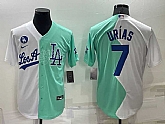 Los Angeles Dodgers #7 Julio Urias White Green Two Tone 2022 Celebrity Softball Game Cool Base Jersey,baseball caps,new era cap wholesale,wholesale hats