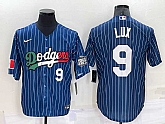 Los Angeles Dodgers #9 Gavin Lux Number Navy Blue Pinstripe 2020 World Series Cool Base Nike Jersey,baseball caps,new era cap wholesale,wholesale hats