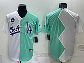 Los Angeles Dodgers Blank White Green Two Tone 2022 Celebrity Softball Game Cool Base Jersey,baseball caps,new era cap wholesale,wholesale hats